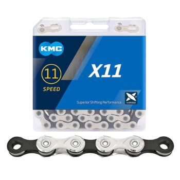 Corrente Fina Index X11 Silver 11V 118 Links Preta, KMC