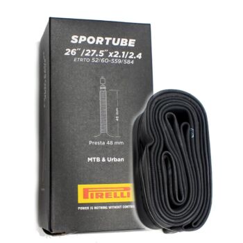 Câmara de Ar Pirelli Sportube 27.5x2.1/2.4 Válvula Presta 48mm – Qualidade e Durabilidade