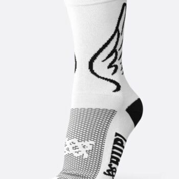 Meia HUPI Asas Branco/Preto – Leveza e Conforto para Seus Treinos