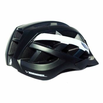 Capacete MTB Vessel Safe com Luz Preto/Branco Tamanho M