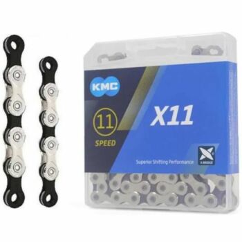 Corrente Fina Index X11 Silver 11V 118 Links Preta, KMC